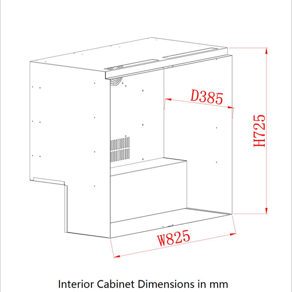 Interior Cabinet Dimensions in mm