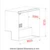 Interior Cabinet Dimensions in mm