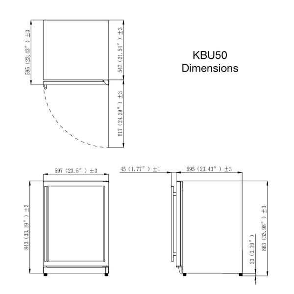 152 Litre Under Bench Glass Door Wine Fridge