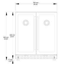 Load image into Gallery viewer, 750mm Wide Underbench Low-E Glass Door Wine and Beer Fridge Combo
