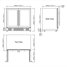 Load image into Gallery viewer, 900mm Wide Under Bench Low-E Glass Door Wine and Beer Fridge Combo
