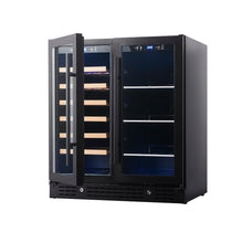 Load image into Gallery viewer, 750mm Wide Under bench Low-E Glass Door Wine and Beer Fridge Combo
