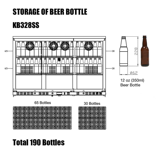 KB328SS kingsbottle beverage cooler storage capacity of 12 oz beer bottles 