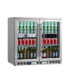 REFURBISHED Heating Glass 2-Door Full Stainless Under Bench Beverage Fridge, Indoor or Outdoor