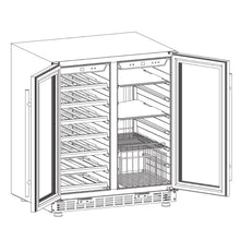Load image into Gallery viewer, 750mm Wide Underbench Low-E Glass Door Wine and Beer Fridge Combo
