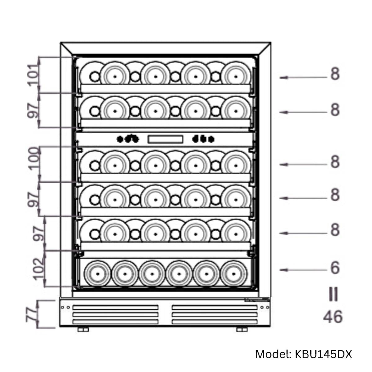 1200mm Wide Under Bench Wine Fridge and Bar Refrigerator COMBO with 3 Separate Temperature Zones