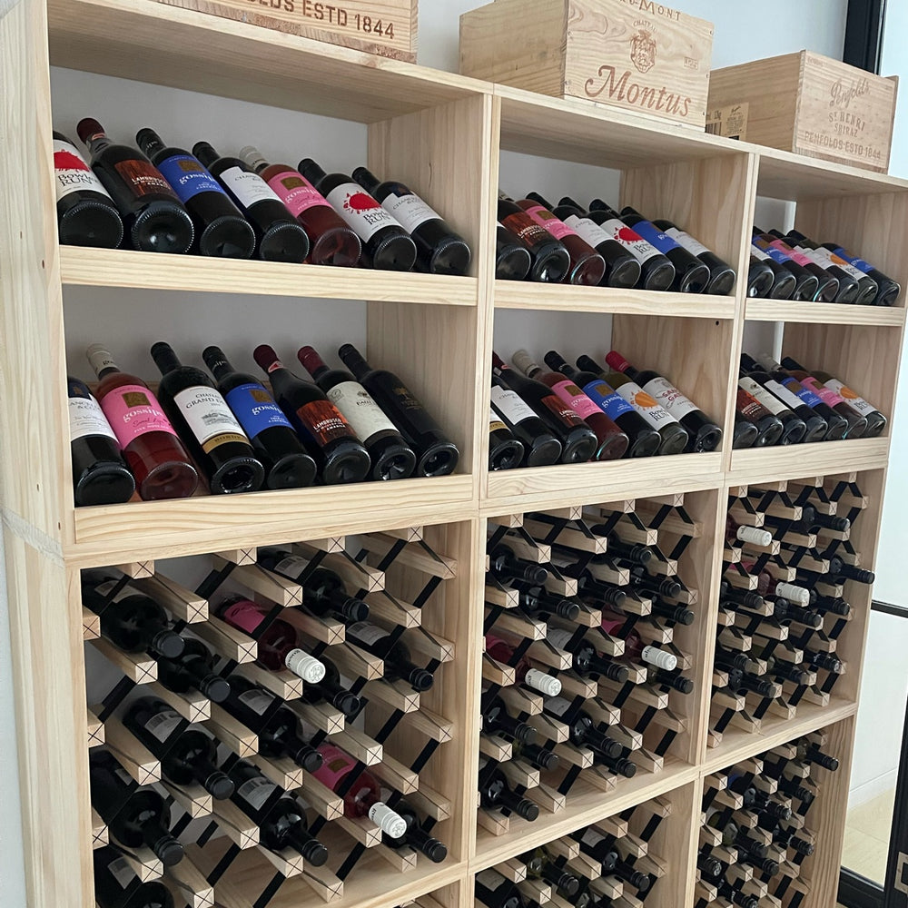 25 Bottle Diamond Cube Wine Rack Natural & Black | KingsBottle AU