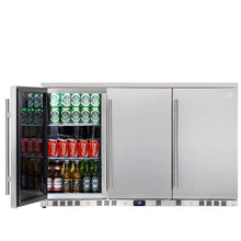 Load image into Gallery viewer, 3-Door Under Bench Beverage Fridge, Outdoor Solid Door
